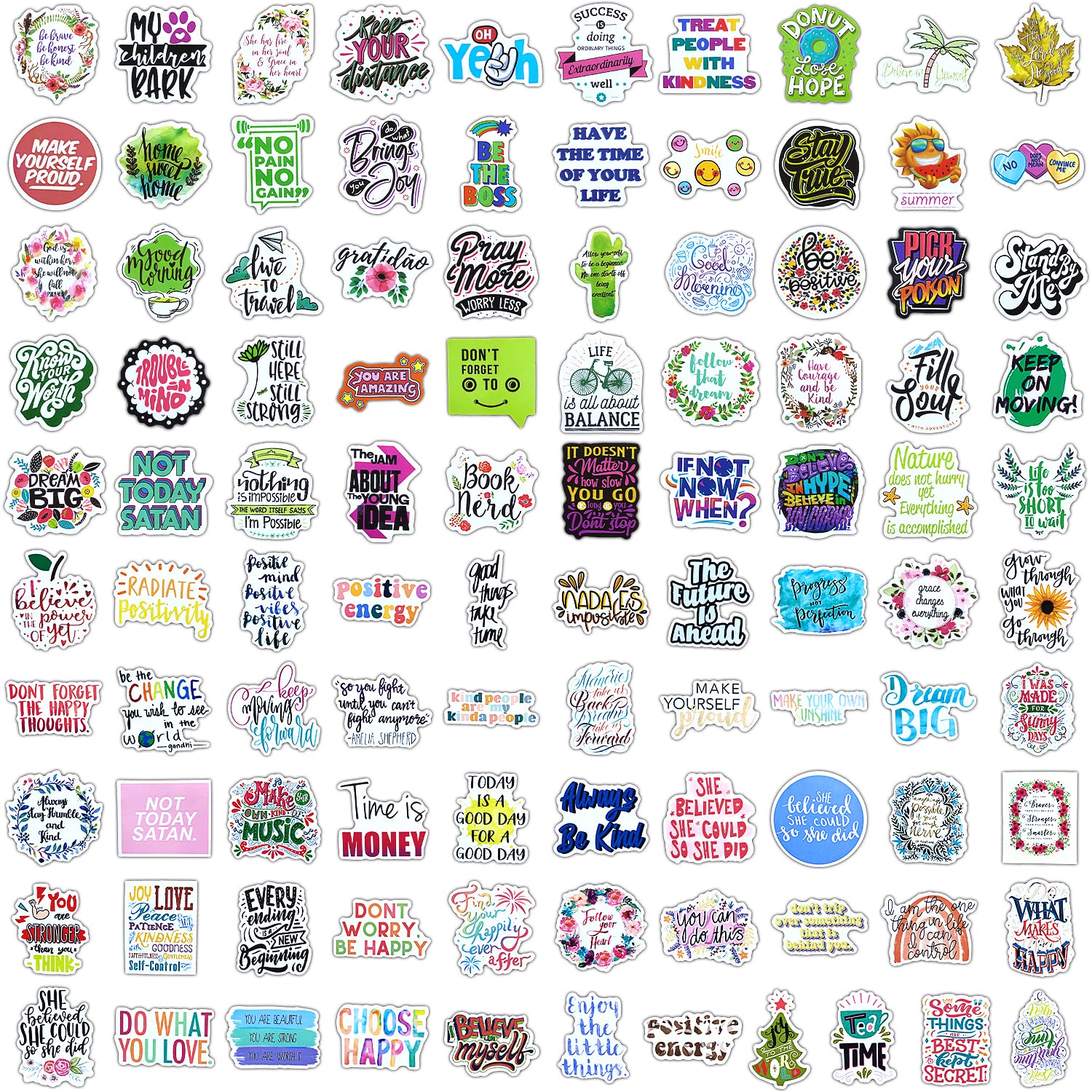 Stickers 100 Pcs Inspirational Quotes Sticker Pack, Positive Affirmation Motivational Phrase Stickers, Waterproof Vinyl Stickers for Laptop Scrapbook Skateboard Journal Suitcase Phone Bike Macbook etc