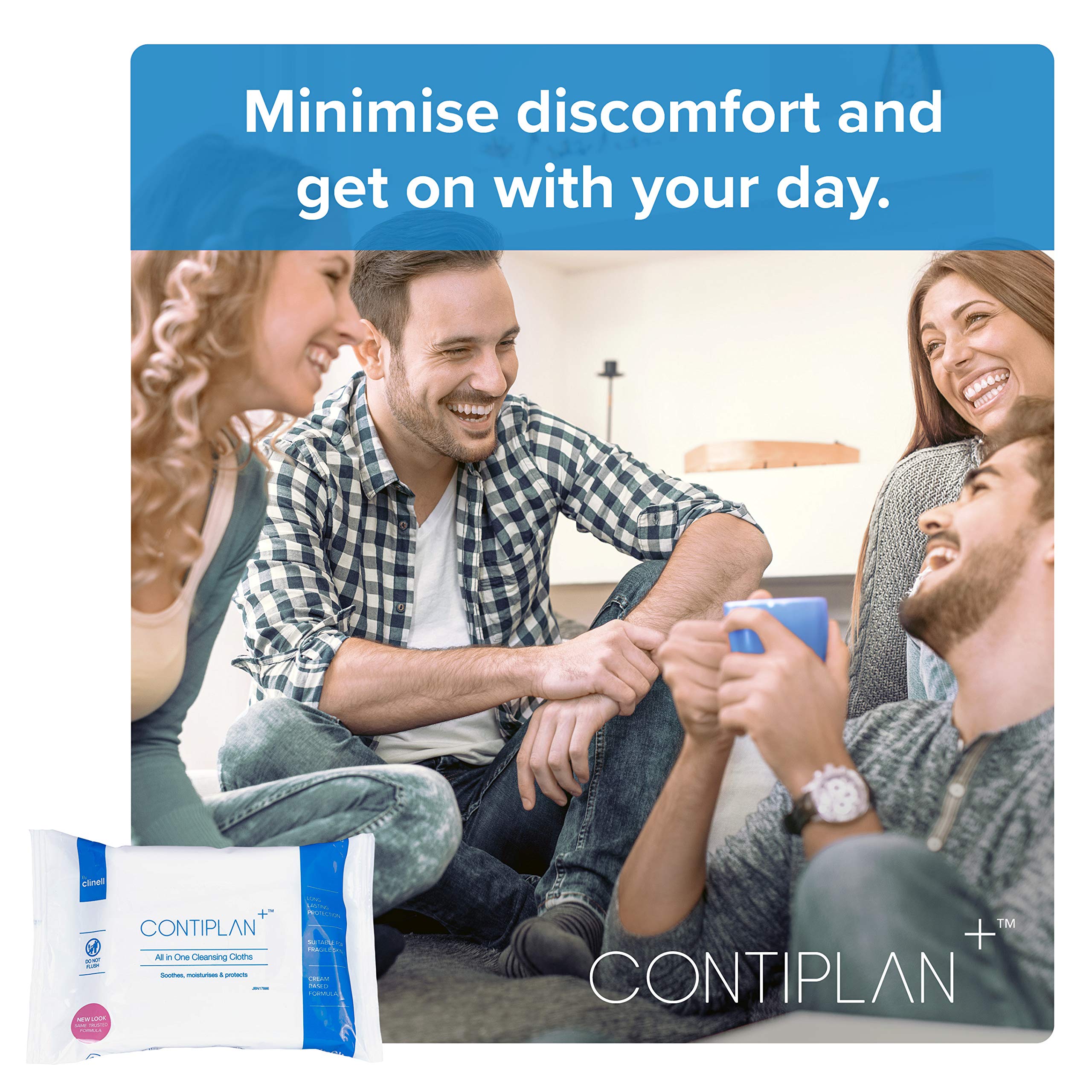 CONTIPLAN Incontinence Cleansing Cloths with Barrier Cream - Packs of 8 Cloths - All in One Cleansing Wipes Cleanses, Soothes and Moisturises - White