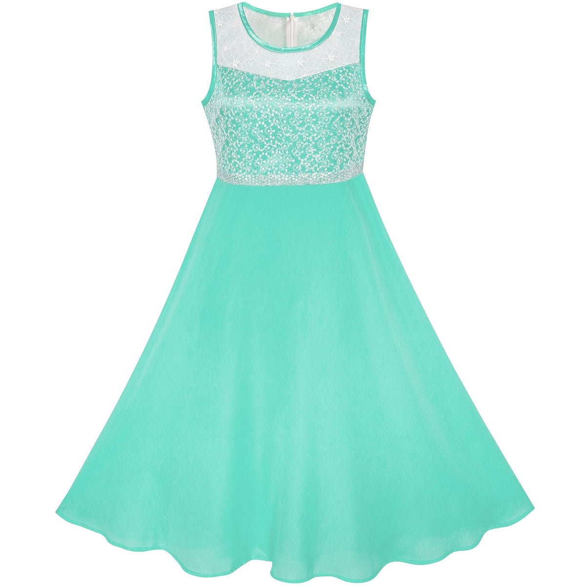 Sunny Fashion LB62 Girls Dress Turquoise Chiffon Bridesmaid Dance Ball Maxi Gown Age 7 Years