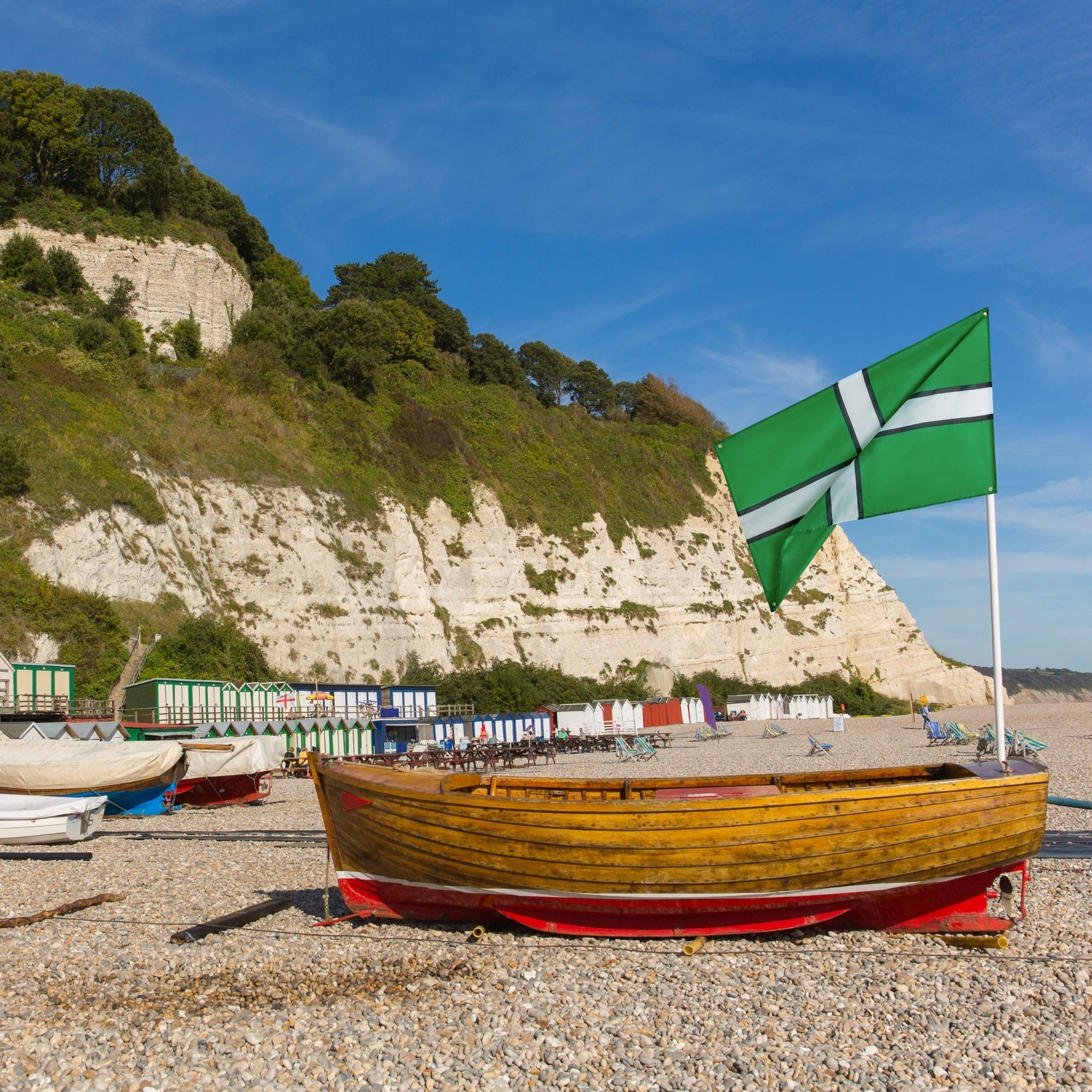 Runesol Devon Flag, 91x152cm, 3ft x 5ft, Saint Petroc's Flag, 4 Grommets, Eyelet in Every Corner, Devon Cross, Devonian Flag, St Petrocks Day, Premium Flags, Inside, Outside, Vivid Colours