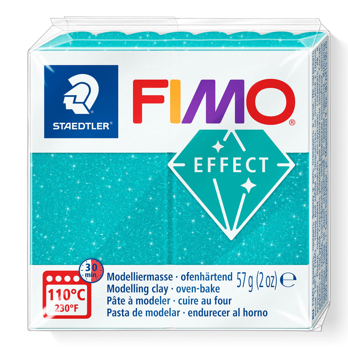 STAEDTLER 8010-392 FIMO Effect Oven-Hardening Polymer Modelling Clay - Galaxy Turquoise (57g)