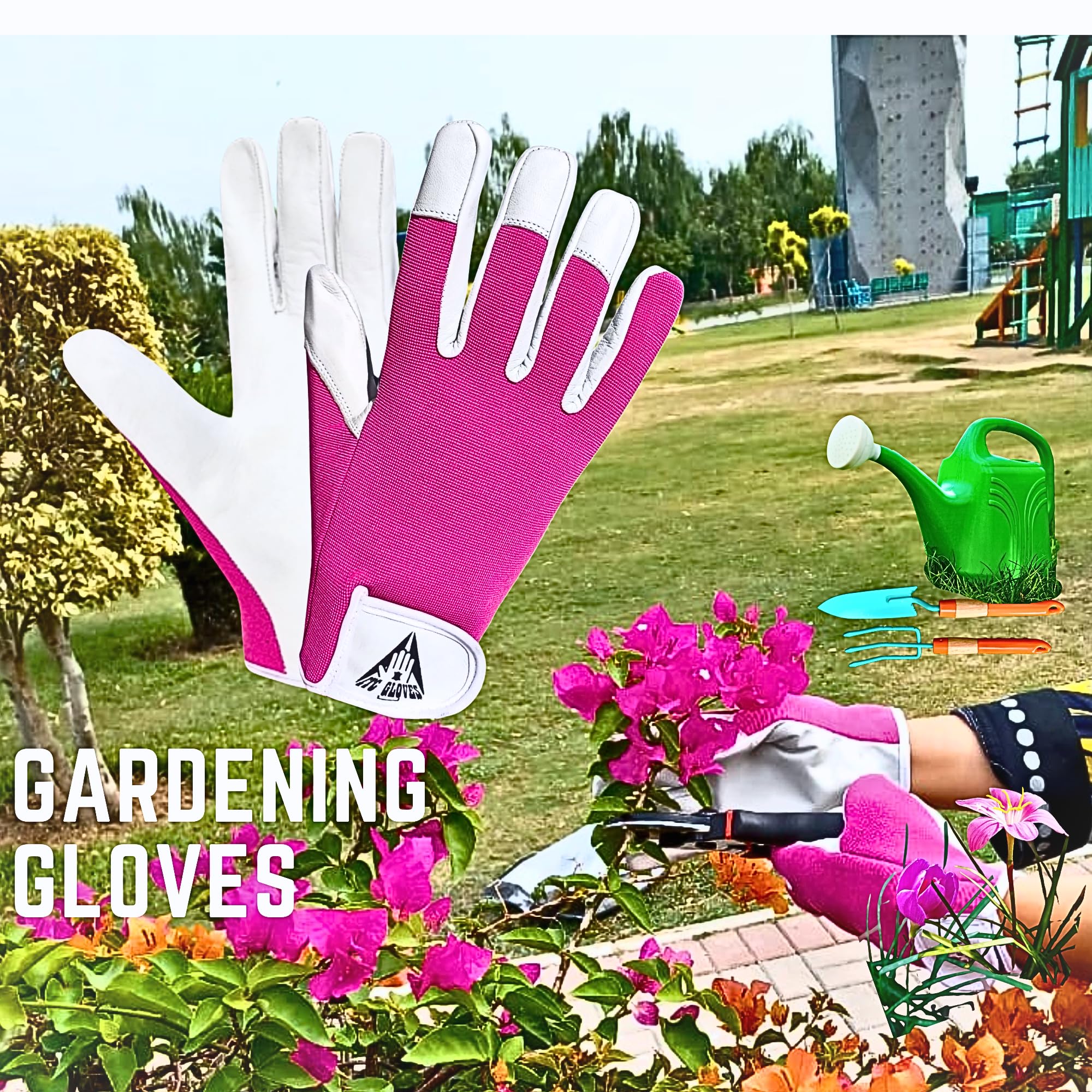 ITC Gardening Gloves - Leather Gardening Gloves for Women and Men, Multipurpose Garden Work Gloves for Ladies and Gents, Breathable, Durable - Gardening Gifts for Women and Men