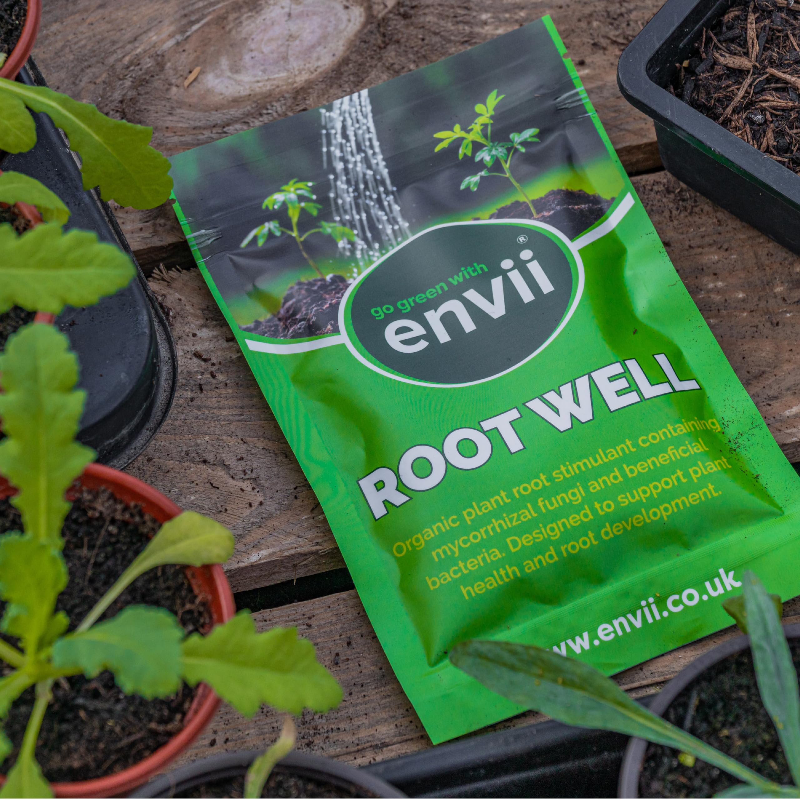 envii Root Well - Mycorrhizal Fungi Powder - Organic & Enriched with Bacteria - Improves Nutrient Uptake - Treats 80 Plants