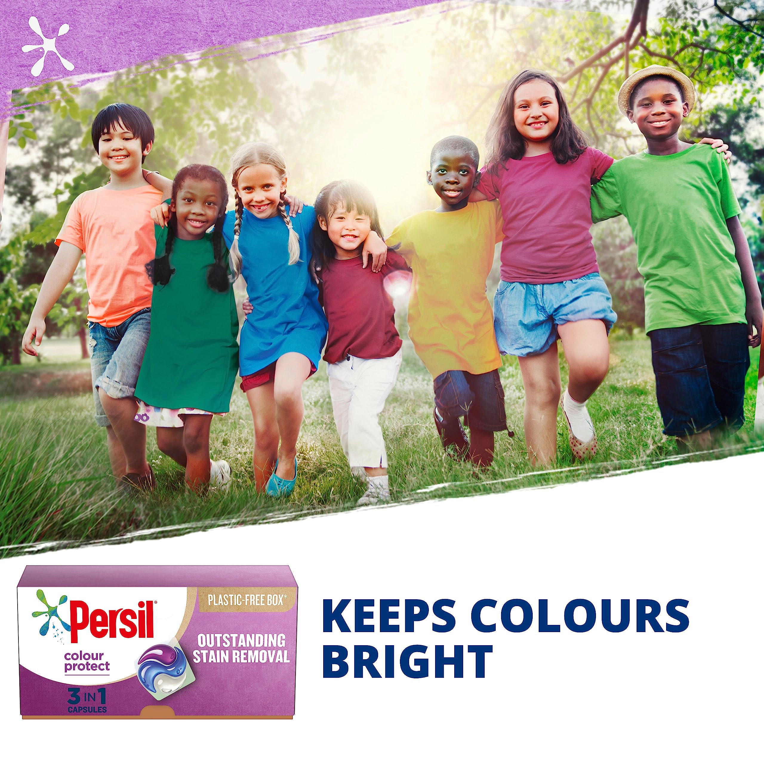 Persil 3 in 1 Colour Protect Laundry Washing Capsules keeps colours bright with recyclable, plastic-free box* 3x 40 capsules (120 washes)