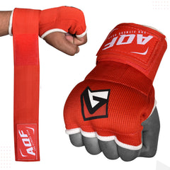 AQF Boxing Inner Gloves Hand Wraps Fist Padded Bandages MMA Gel Strap Mitts Kick Black, Blue & Red (Red, Small)