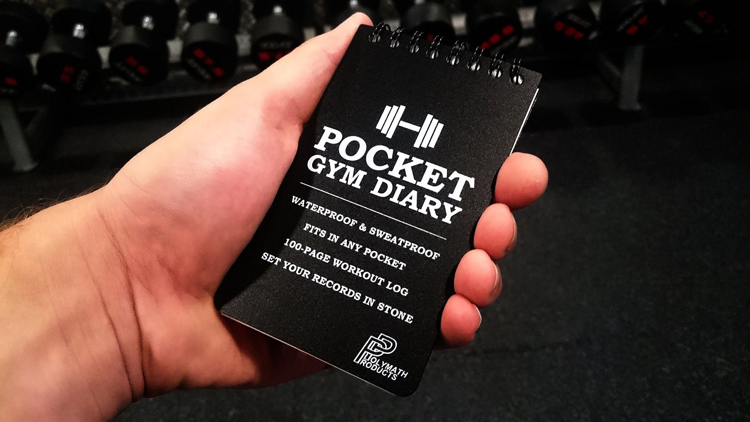 Polymath Products Pocket Gym Diary –100-page workout log. Handy size (3 x 5 inch) - fits in any pocket. 100% waterproof and sweatproof fitness training diary.