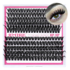 Fluffy Cluster Lashes D Curl 200D Volume Individual Eyelashes Natural Mink Individual Lashes Russian Eyelashes Individual Cluster 10-12-14-16-18MM 180Pcs Lash Clusters by JIMIRE