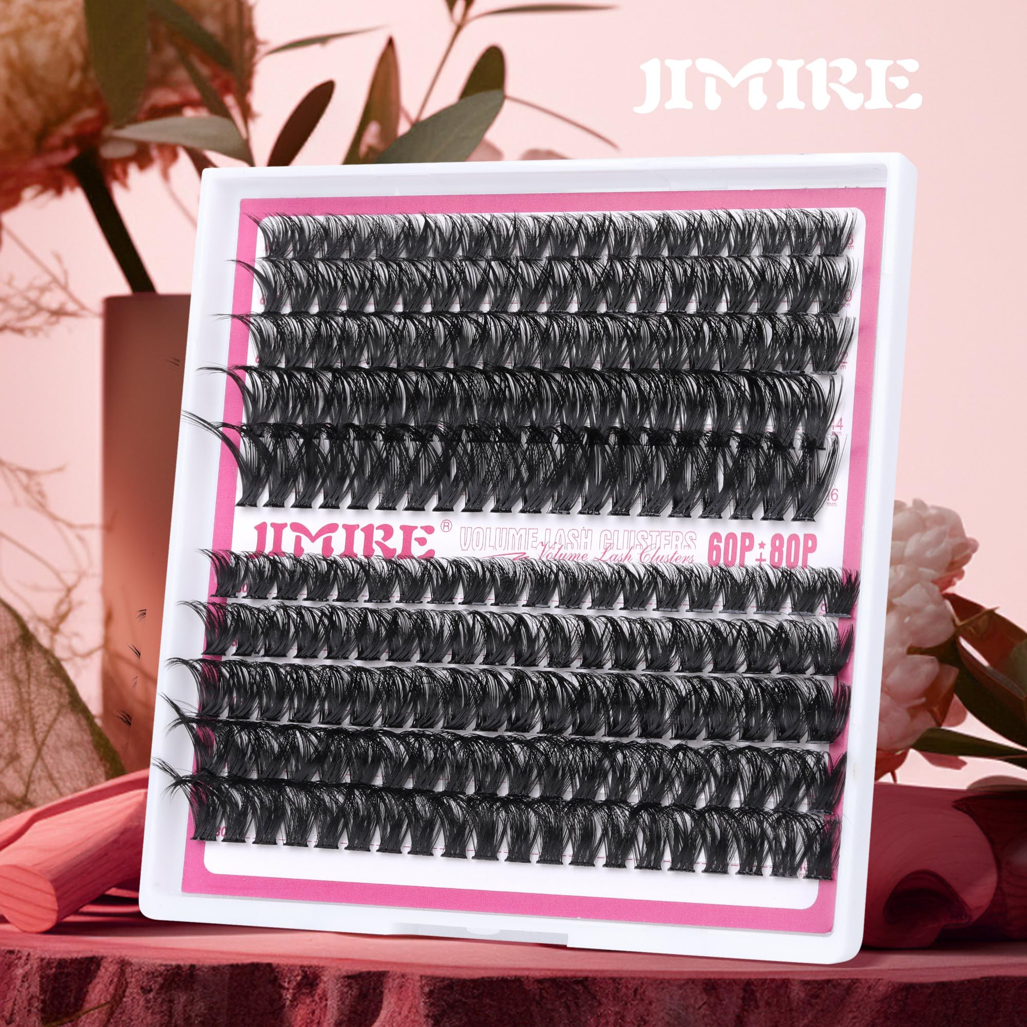 Fluffy Cluster Lashes D Curl 200D Volume Individual Eyelashes Natural Mink Individual Lashes Russian Eyelashes Individual Cluster 10-12-14-16-18MM 180Pcs Lash Clusters by JIMIRE