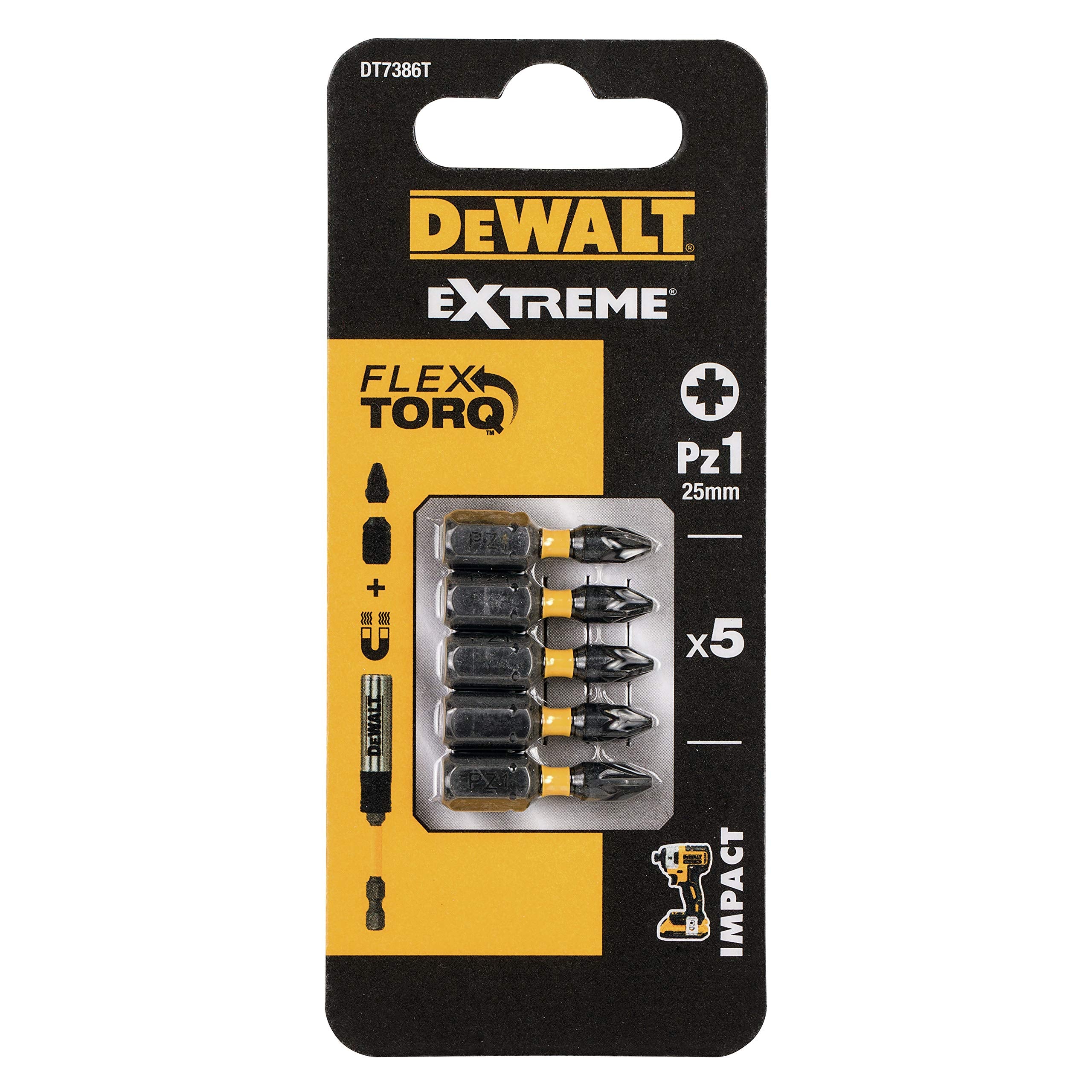 Dewalt DT7386TQZ 25 mm PZ1 IR Torsion Bits (Pack of 5), DT7386T-QZ