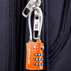 TSA Approved Luggage Locks (2 Pack) OW-Travel 3 Digit Heavy Duty Zinc Alloy Security Cable Padlock, Combination Padlocks, Code Lock for Suitcase, Zipper, Luggage, Bag, Case, Gym Locker (Orange)