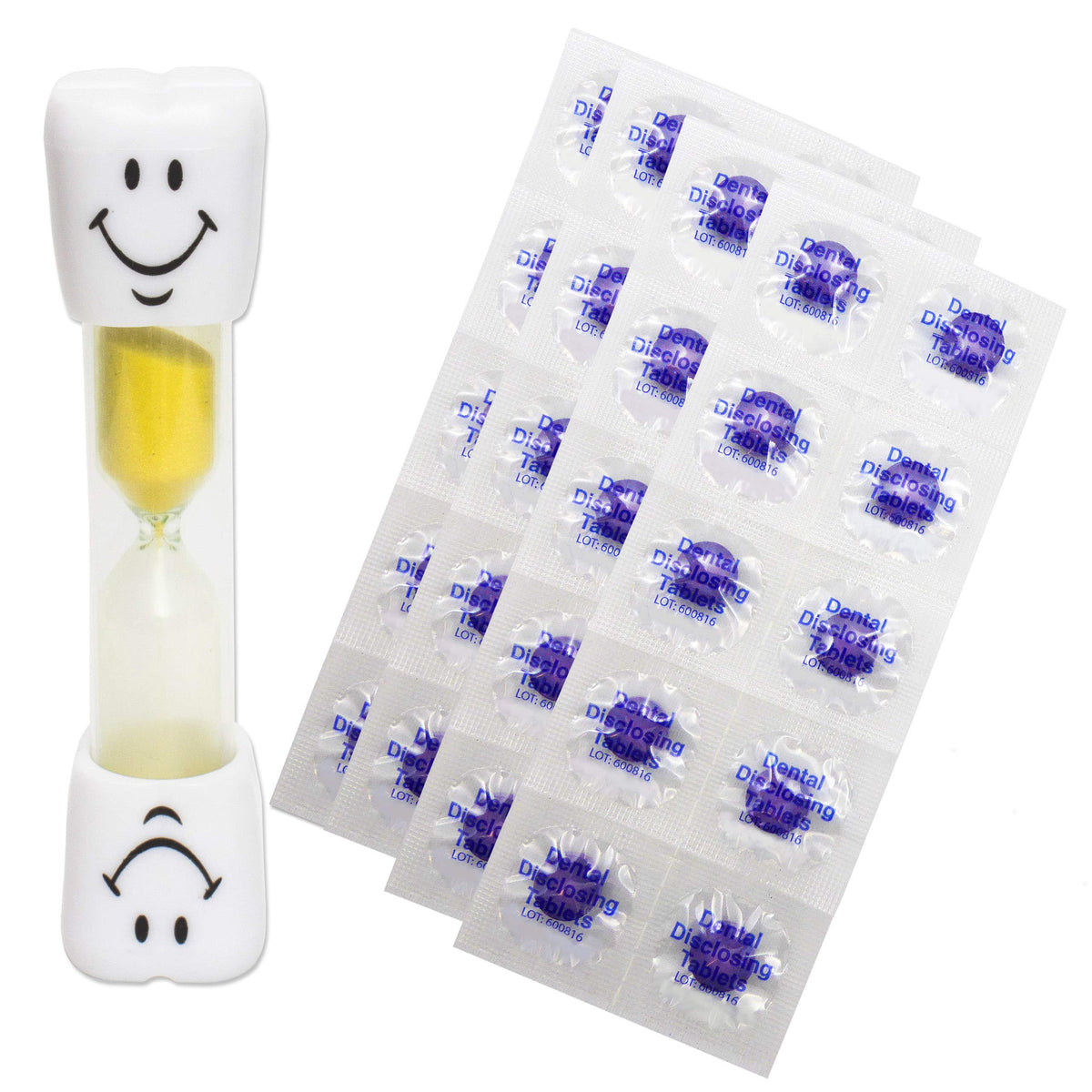 Smile Toothbrush Timer & 40 Disclosing Tablets (Yellow Timer)