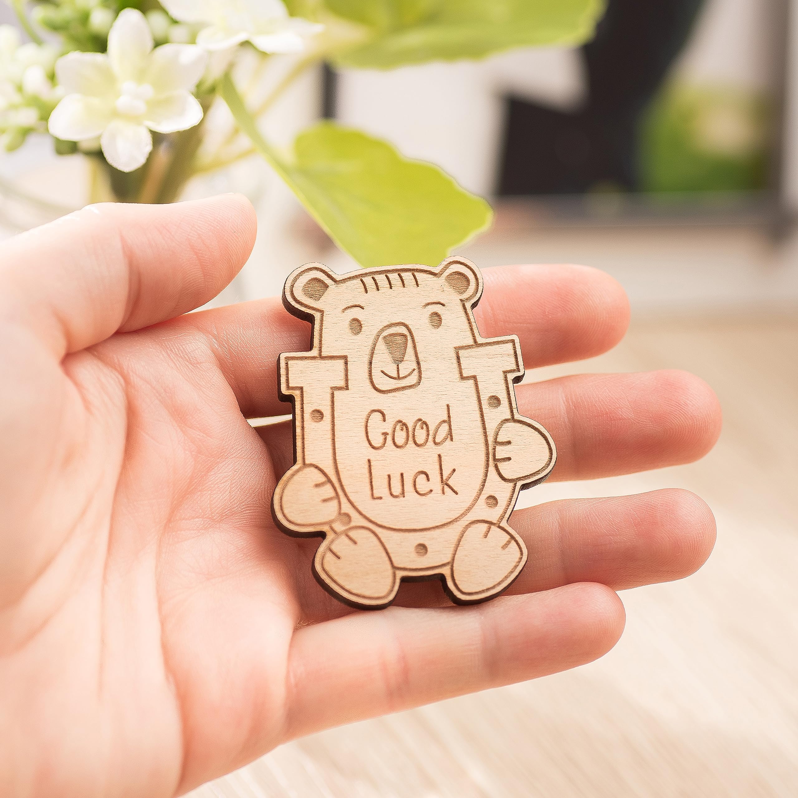 Good Luck Gifts Card with Teddy Bear Hug Token Cute Back to School Positive Affirmation Leaving Present Job Colleague Keepsake for Driving Test GCSE for Friends Daugther Present in the Pocket