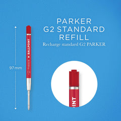 Parker Ballpoint Pen Refill   Medium Tip   Red QUINKflow Ink   2 Count