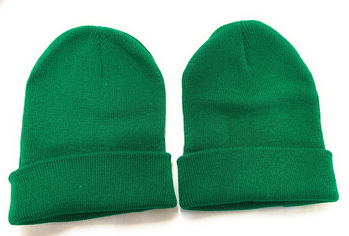 Caprilite 2 x Children's Kids Boys Girls Unisex Winter Knitted Beanie School Hat (Pair) UK (Green)