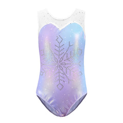 Sinoeem Gymnastics Leotards for Girls Long Sleeve Diamond Splice Tank Leotard Dress Gradient Color Sparkle Dancing Ballet Leotard Athletic Dancewea (Purple-sleeveless, 5-6 year)