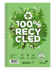 Silvine A5 Premium Recycled Wirebound Notebook - 120 Lined Pages of 100% Recycled Paper. Ref R103