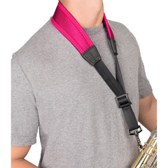 Protec NLS310MHP 22 inch Less Stress Adjustable Saxophone Neck Strap - Hot Pink