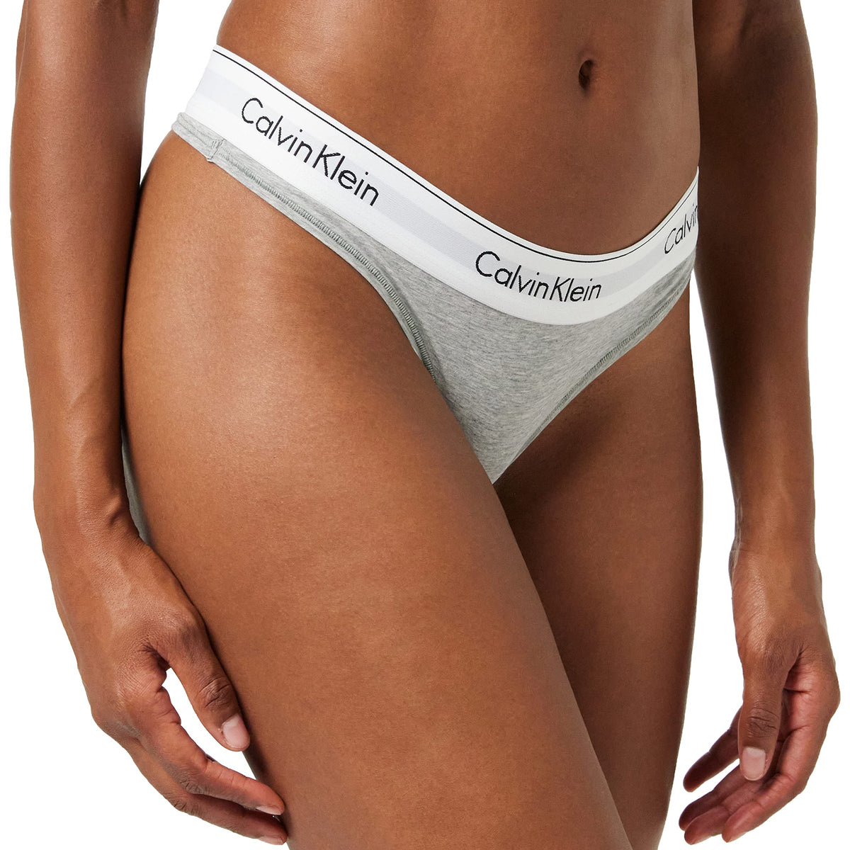 Calvin Klein - Womens Thongs - Womens Underwear - Modern Cotton - Calvin Klein Underwear - Cotton Thongs For Women - Womens Knickers - Grey - M