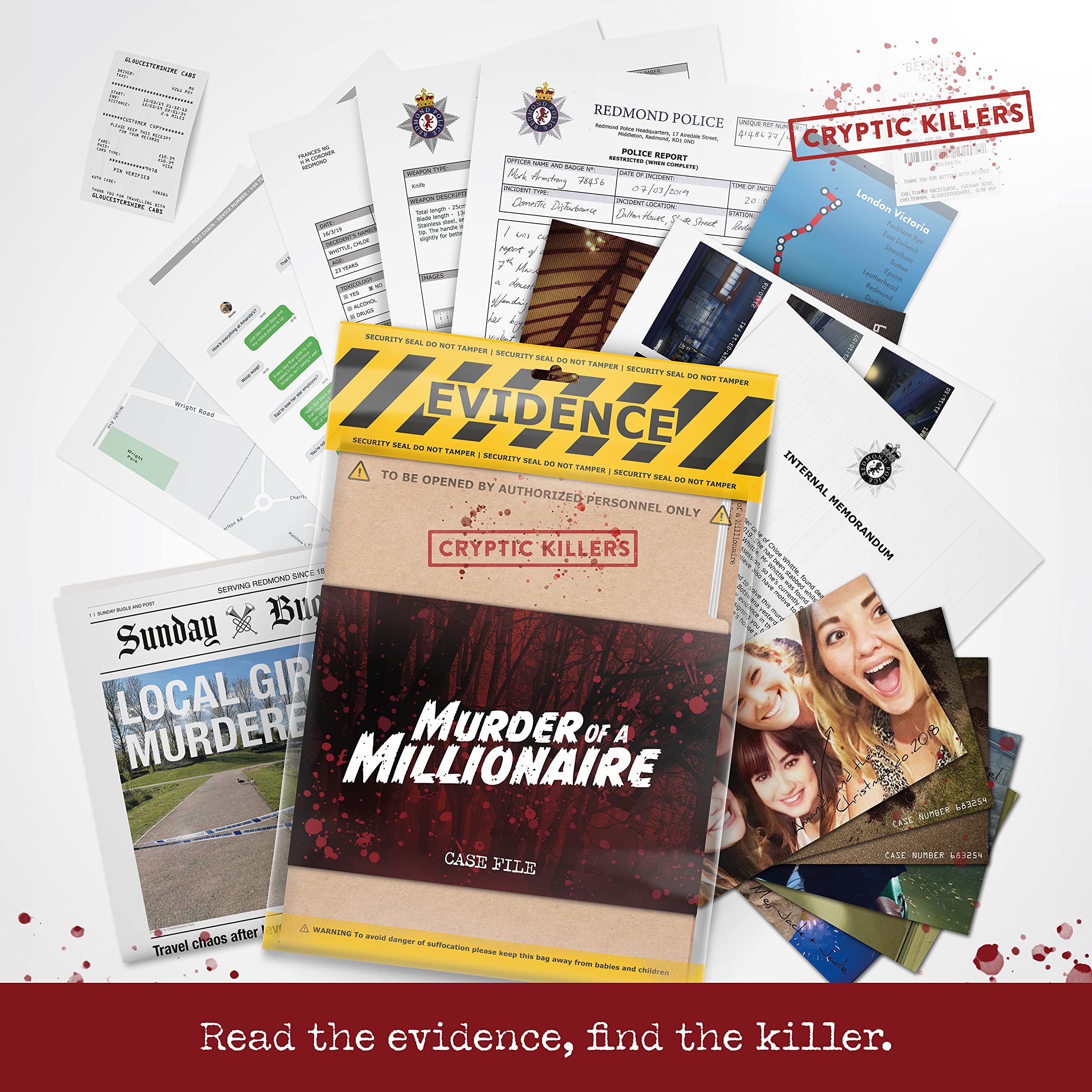 Cryptic Killers Unsolved murder mystery game - Cold Case Files Investigation Detective clues/evidence - Solve the crime - For individuals, date nights & party groups - Murder of a millionaire