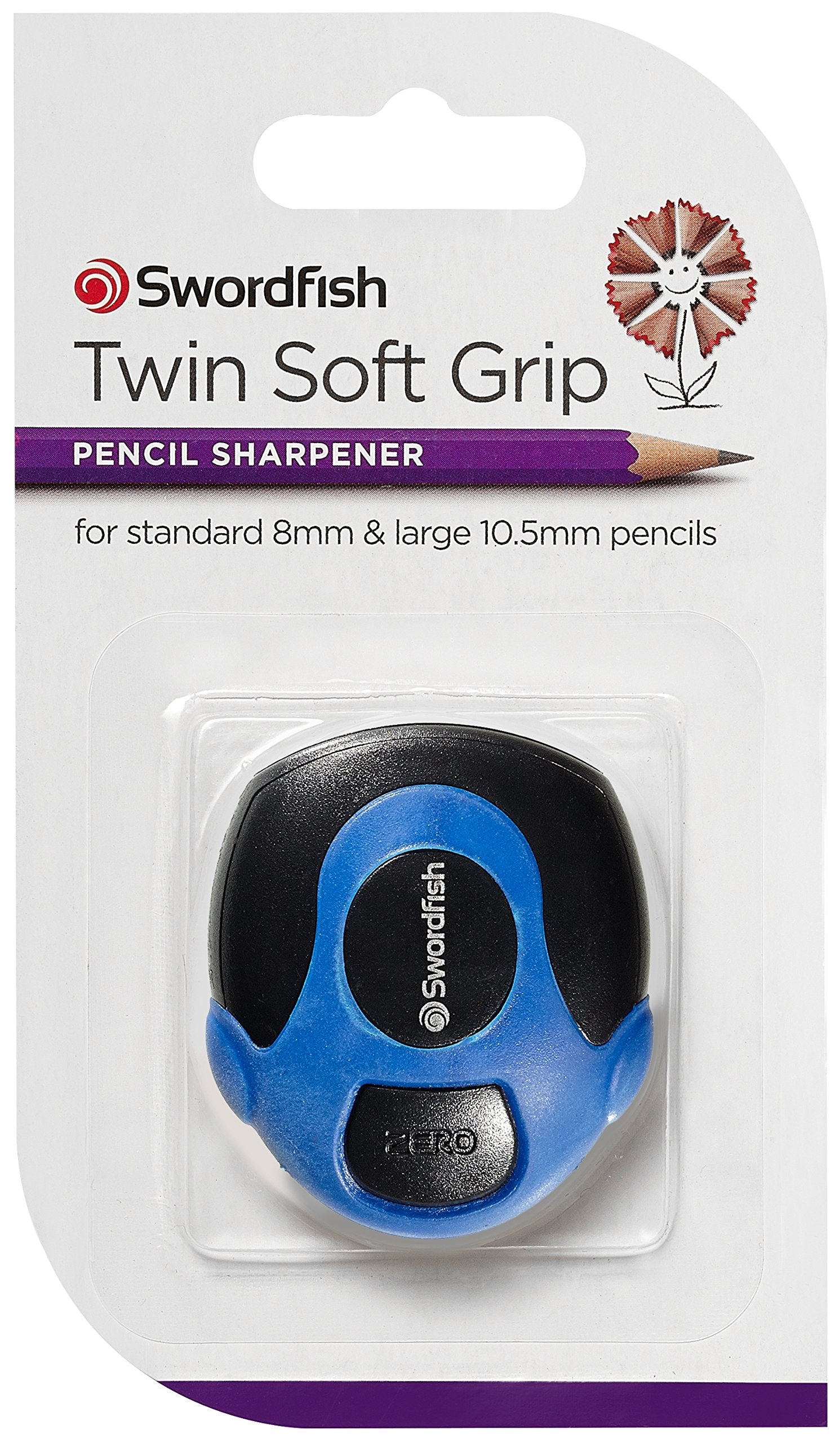 Swordfish ‘Twin Soft Grip’ Double-Hole Pencil Sharpener [Pack of 1] Assorted Colours [40289]