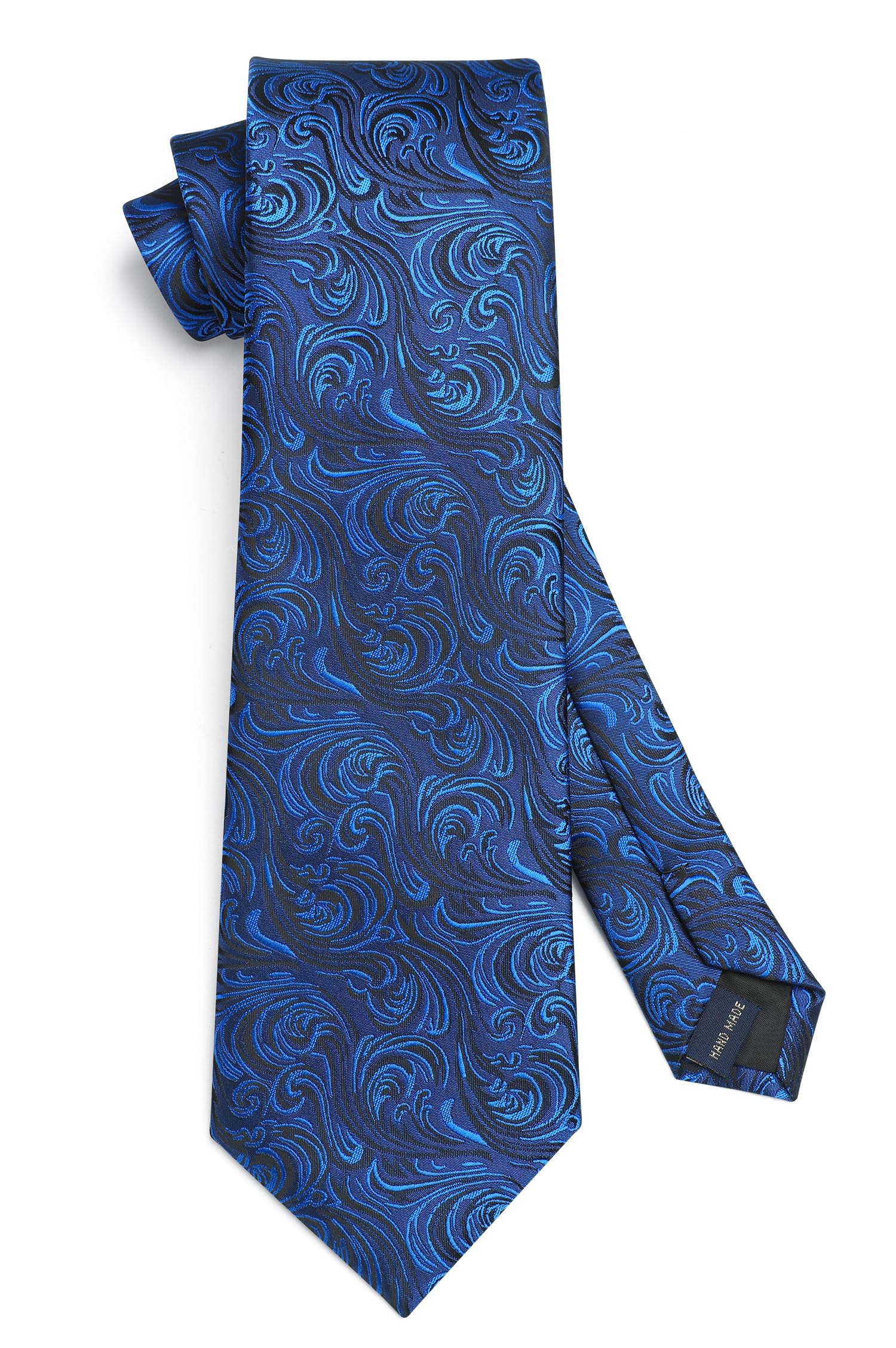 HISDERN Mens Ties Paisley Tie for Men Floral Tie and Pocket Square Set Ties Royal Blue