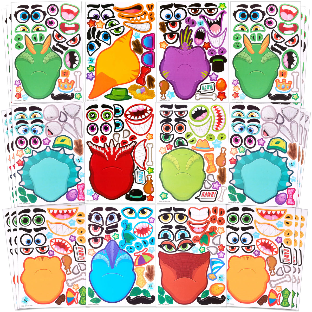 JOYIN 36 PCS Make-a-face Sticker Sheets Make Your Own Dinosaur Fantasy Animal Mix and Match Sticker Sheets for Children, Sticker Faces for Kids, Stickers for Party Bags, Kids Party Favor Supplies