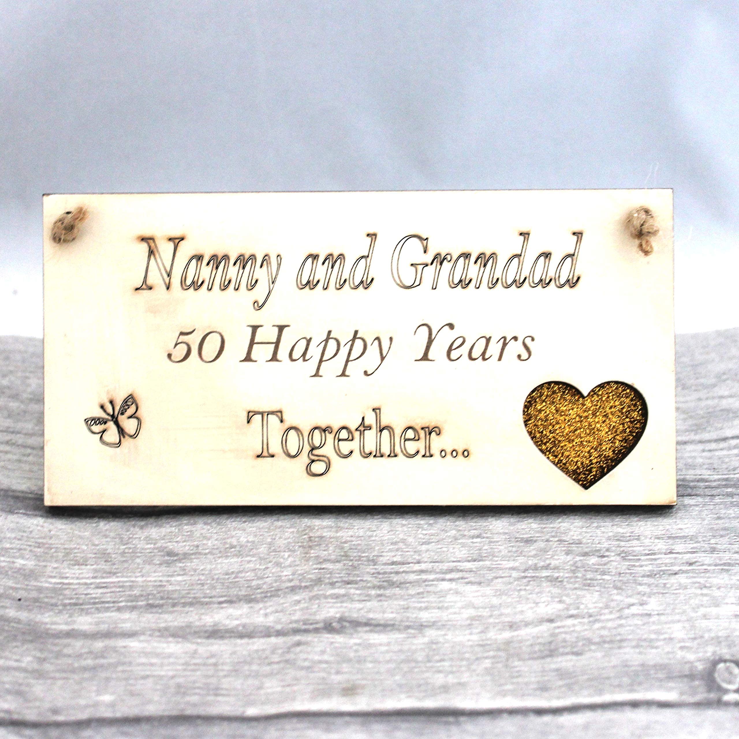 Nanny and Grandad Grandparents Anniversary Gift Plaque Gift 50 Years 50th Gold Wedding