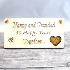 Nanny and Grandad Grandparents Anniversary Gift Plaque Gift 50 Years 50th Gold Wedding