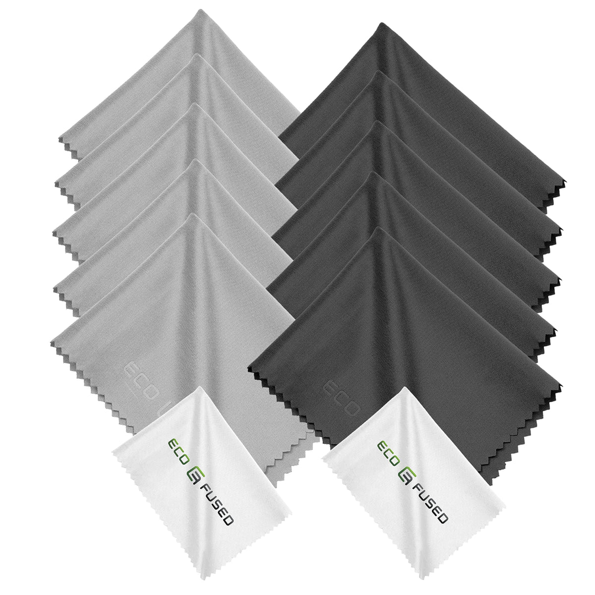 Microfiber Cleaning Cloth - 6 x 7 inches Black/Grey Microfiber Cloth with White Cleaning Cloth - 12 Pack Microfiber Cleaning Cloth for Glasses & Camera Lens