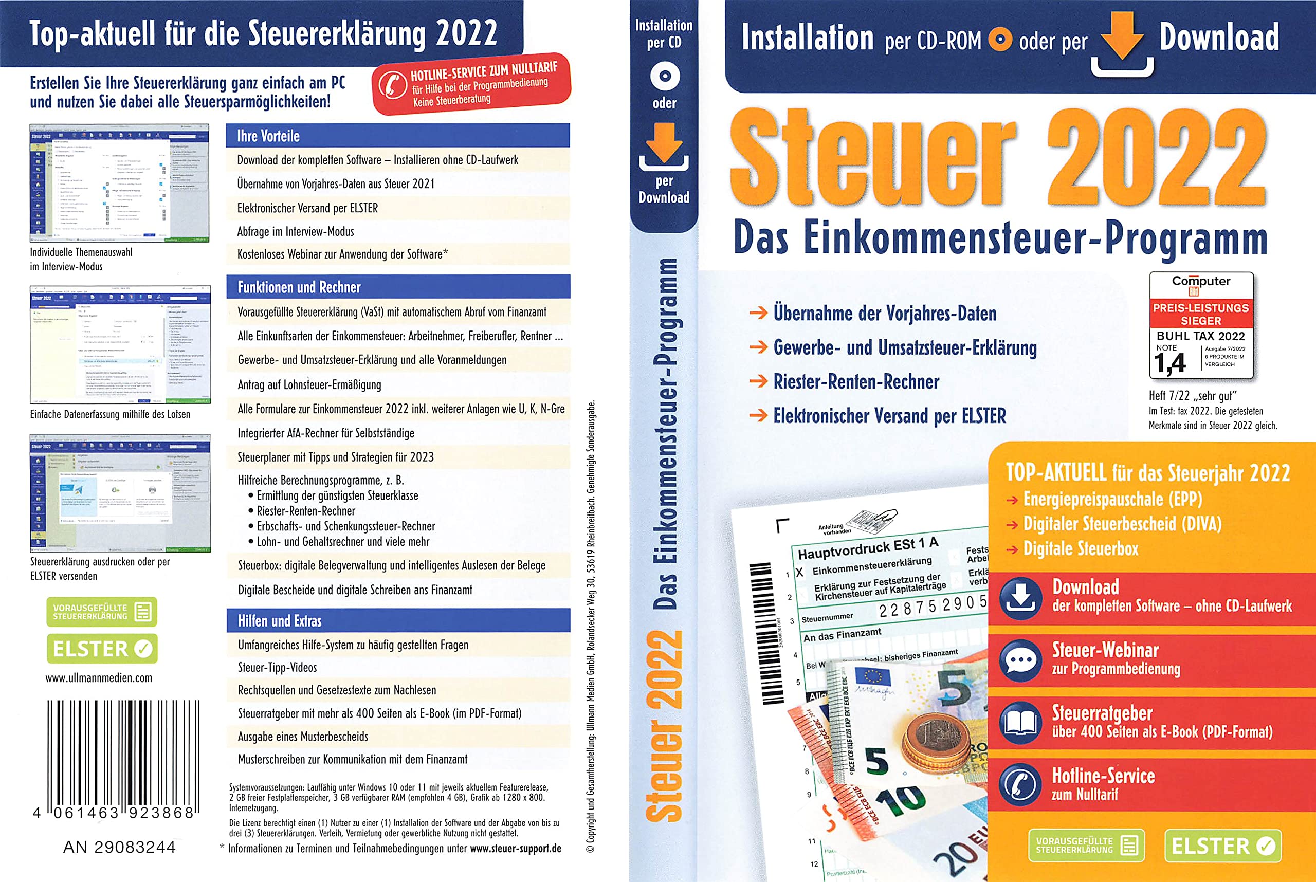 Steuersoftware Steuer 2020 DISCOUNTER CD Steuererklärung Steuerprogramm Einkommensteuer 2020 Einkommensteuererklärung ELSTER, Freiberufler, Arbeitnehmer Steuererklärung Aldi