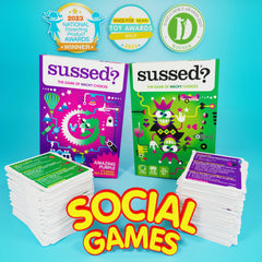 SUSSED The Wacky 'What Would I Do?' Game   500 Hilarious Questions   Kids, Teens & Adults   2-16 Players   4 Ways to Play   2 Games Bundle: Wild Green & Amazing Purple