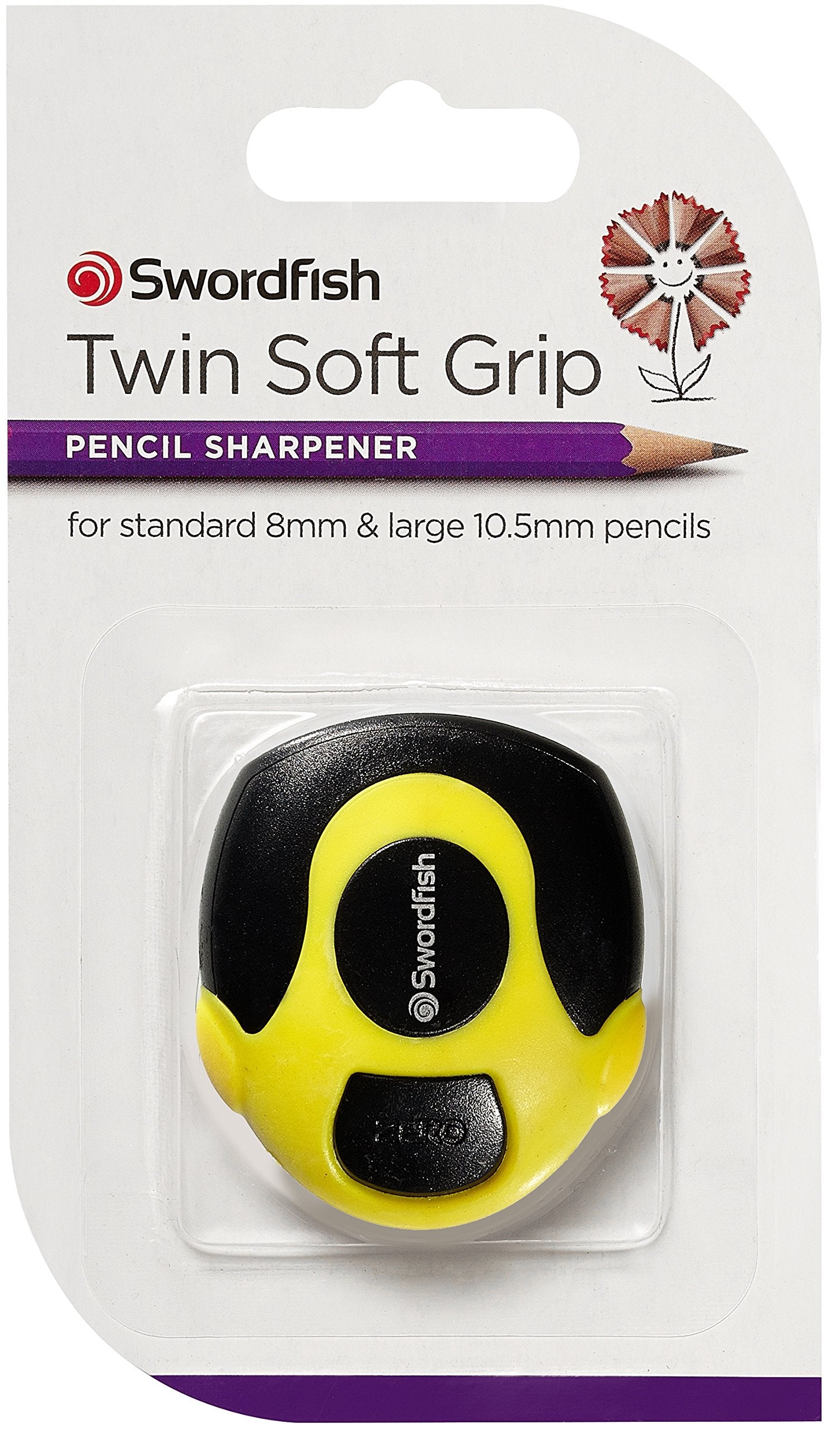 Swordfish ‘Twin Soft Grip’ Double-Hole Pencil Sharpener [Pack of 1] Assorted Colours [40289]