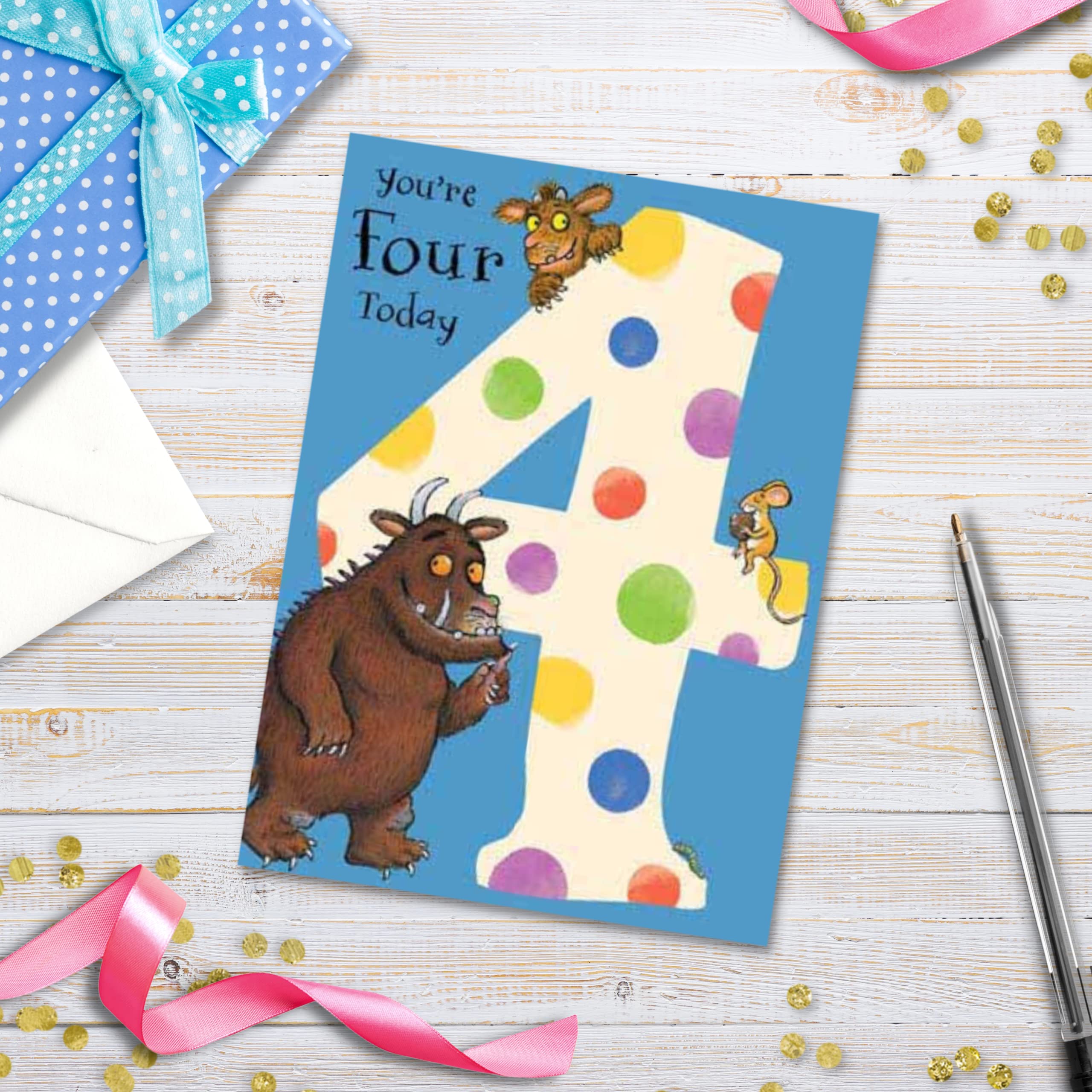 The Gruffalo, Age 4 , Happy 4th Birthday Card, Multi, 7 x 5, GR004
