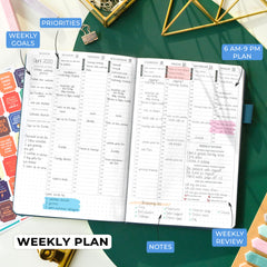Legend Planner Hourly Schedule – Weekly & Daily Organizer with Time Slots. Appointment Book Journal for Work, Undated, A5 (Dark Teal)