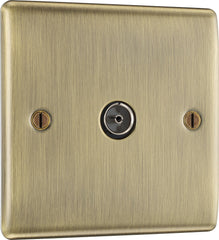 BG Electrical Single Socket For TV or FM Co-Axial Aerial Connection, Antique Brass