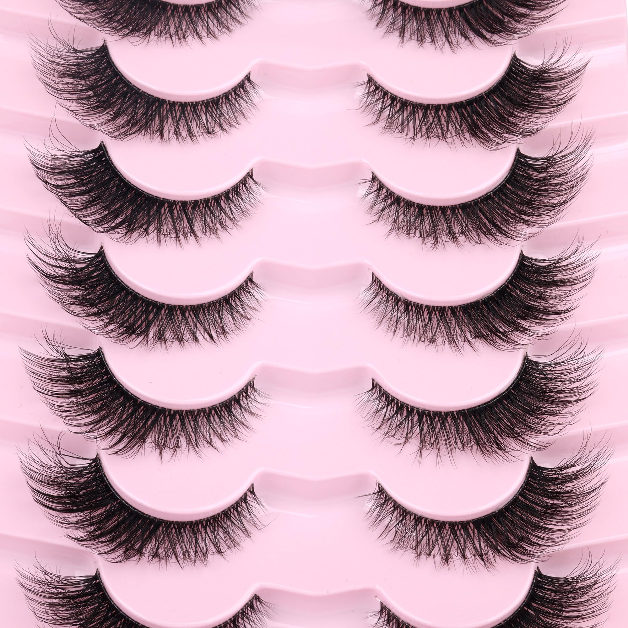 Fox Eye Lashes Wispy Eyelashes Natural Look Clear Band Lashes Fluffy Faux Mink Lashes Natural False Lashes Pack by GVEFETIEE 8 Pairs