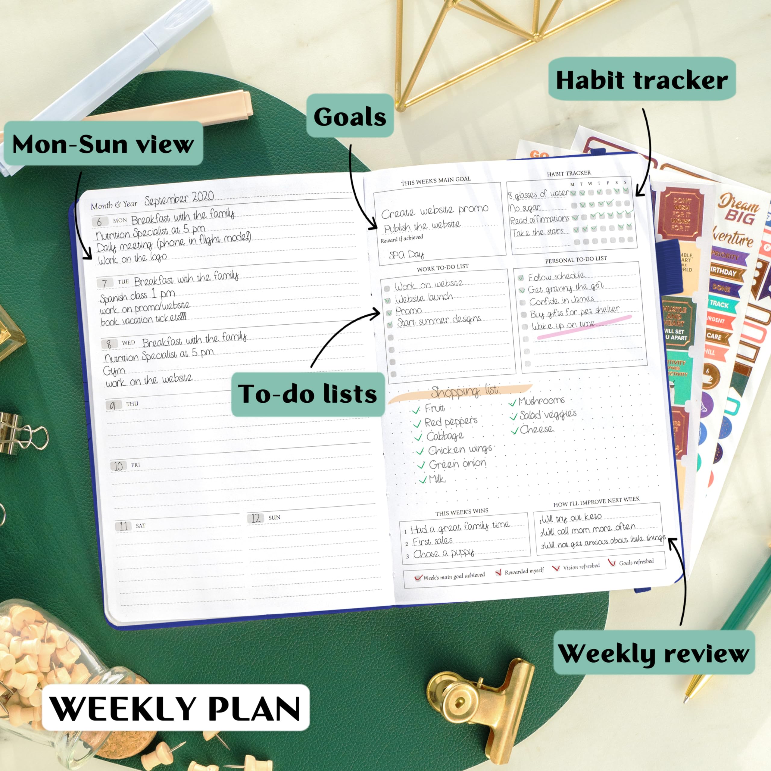 Legend Planner – Weekly & Monthly Life Planner to Hit Your Goals & Live Happier. Organizer Notebook & Productivity Journal. A5 (Royal Blue)