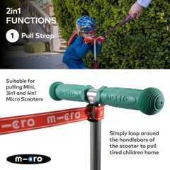 Micro Scooters   Eco Pull and Carry Strap   Scooter Accessories   Handlebar Reins   Pull Along   Boys & Girls   83cm   Red