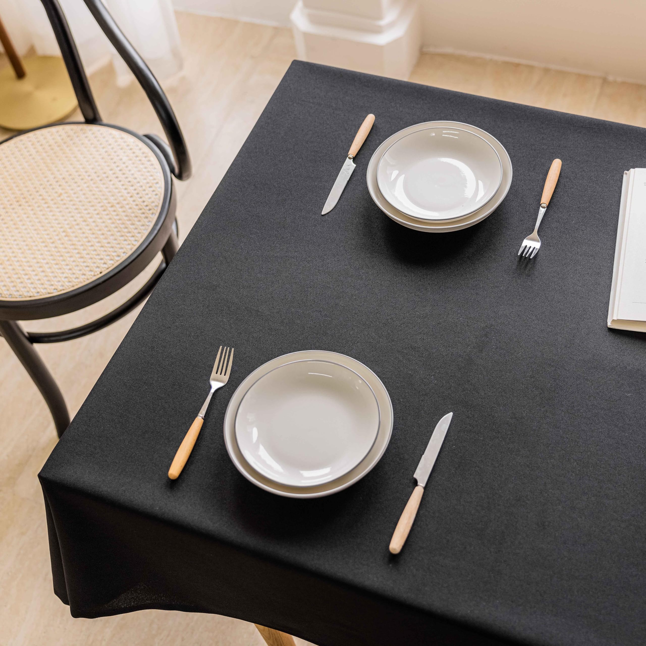 Home Brilliant Black Tablecloth Table Protectors Thick Durable Table Cloth for Dining Table Patio Table, Table Cloths Rectangle 55x72 Inch, Black, 140CM x 183CM