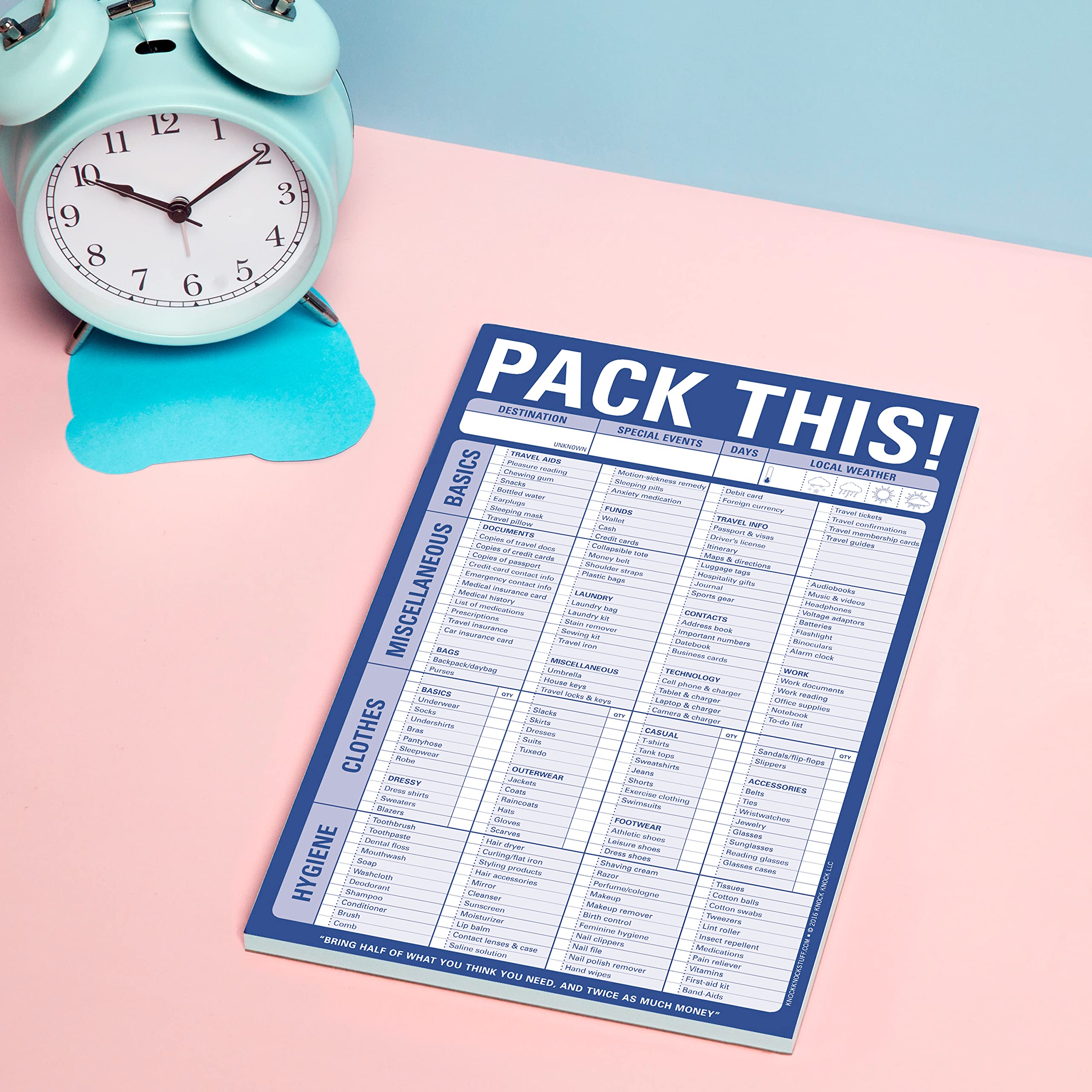 Knock Knock Pack This! Pad Packing List Notepad, 6 x 9-inches