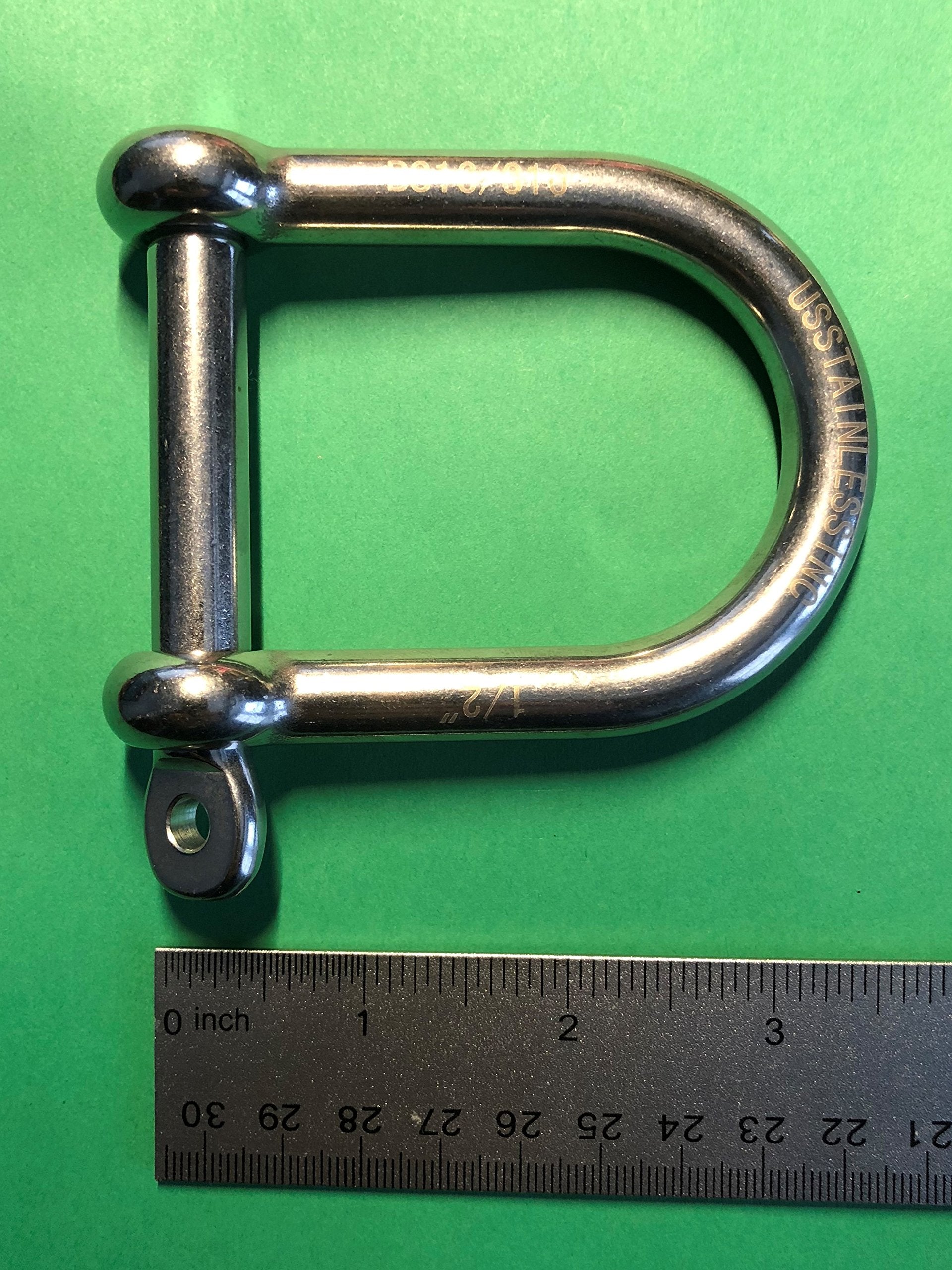 Stainless Steel 316 Wide D Shackle 1/2 inches (12mm) Marine Grade