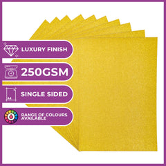 Crafters Companion A4 Coloured Glitter Card Pack Single Sided Solar Gold – 250GSM (10 Sheet Pack) - Perfect for Arts and Crafts, Printing, Card Bases & Folding - Centura Pearl CPG10-SGOLD