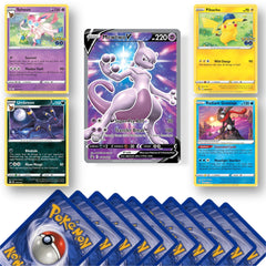 Pokemon Cards Mystery Pack Bundle - Includes 20 Pokemon Cards, 4 Holo Rare Cards, and 1 Special, VMAX, Ex. Perfect for Pokemon Card Binder and Pokémon TCG Pack Gift and That Chunky Yellow Mouse ™ Pouch