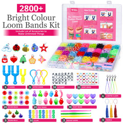 2800and Loom Bands Kit, 30 Colours Loom Band Kits for Girls Includes Clips, Charms, Beads and All Accessories, DIY Friendship Bracelet Making Kits, Craft Kits, Perfect Birthday, Halloween Christmas Gift