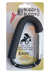 My Buggy Buddy Large Clip, Hook or Carabiner For Pram/ Stroller/ Pushchair, Foam Coating to Prevent Damage, Can Hold Up To 5 kgs, Large Size, Black