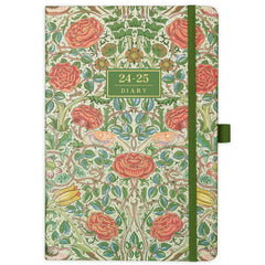 Academic Diary 2024-2025 - A5 Diary Week to View from August 2024 to July 2025, with Pen Holder, Inner Pock, Banded, Premium Hardcover, Green Bird