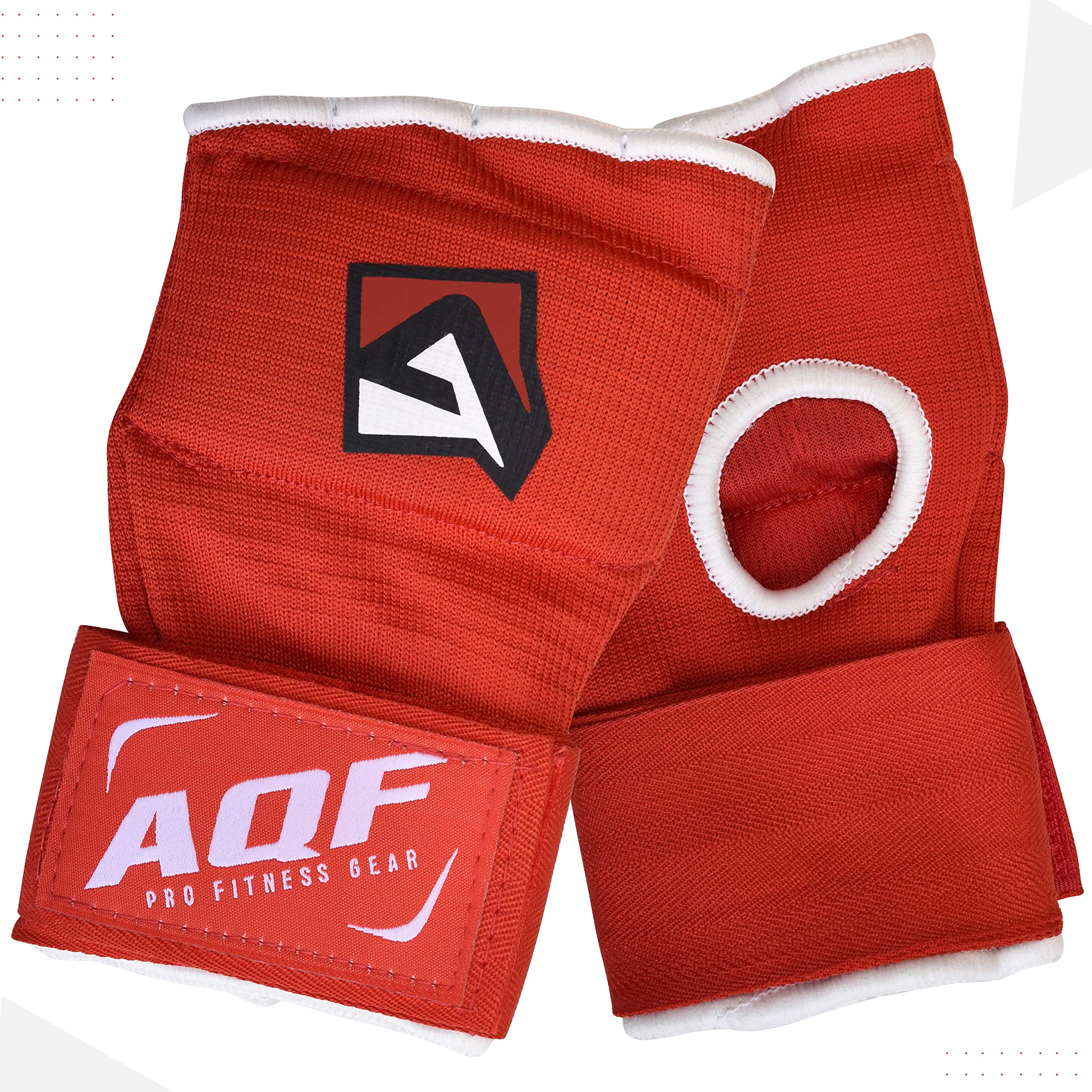 AQF Boxing Inner Gloves Hand Wraps Fist Padded Bandages MMA Gel Strap Mitts Kick Black, Blue & Red (Red, Small)