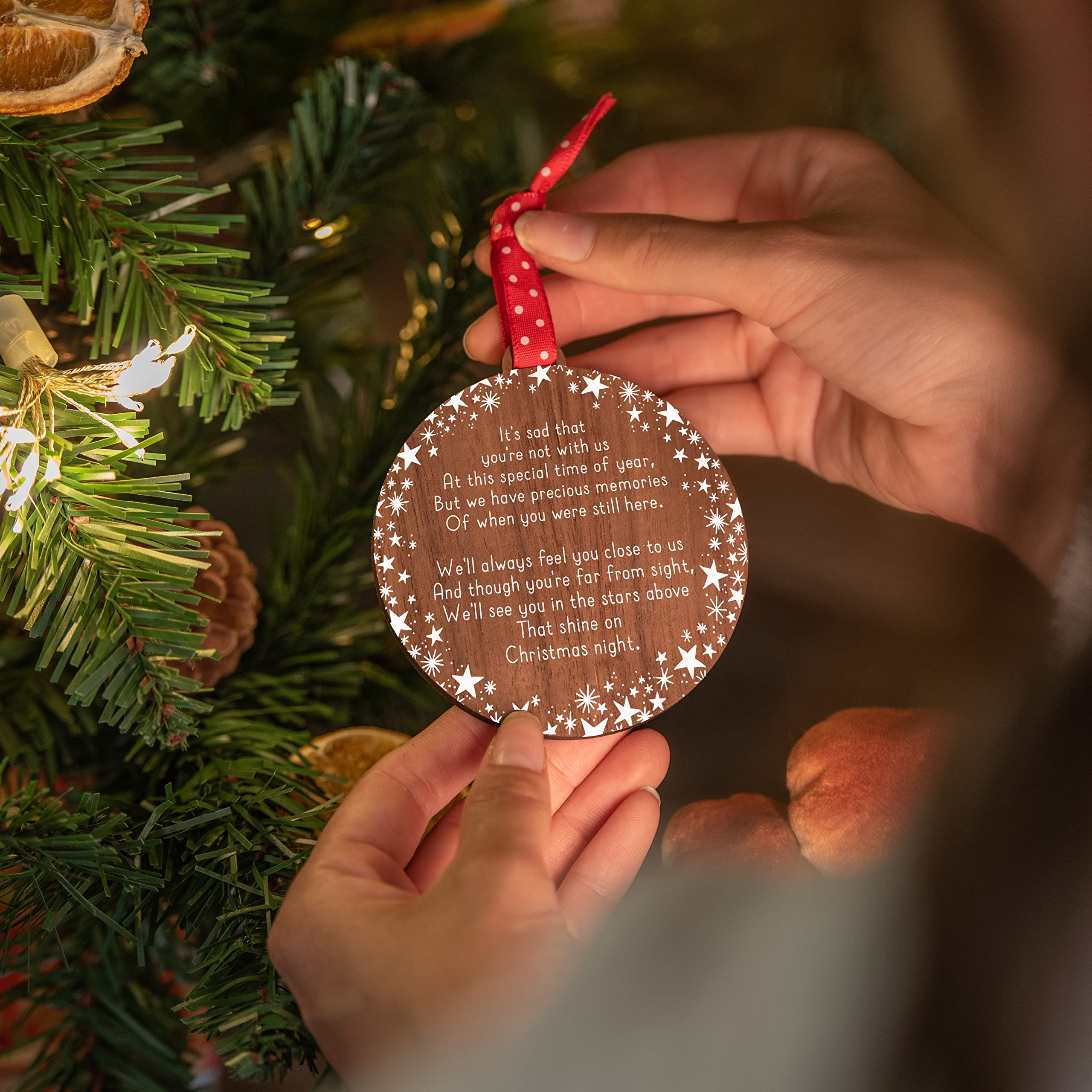 Memorial bauble ornament   in memory remembrance of a loved one Christmas tree decoration   xmas trees rustic wooden decorations   for mum dad son daughter baby pet