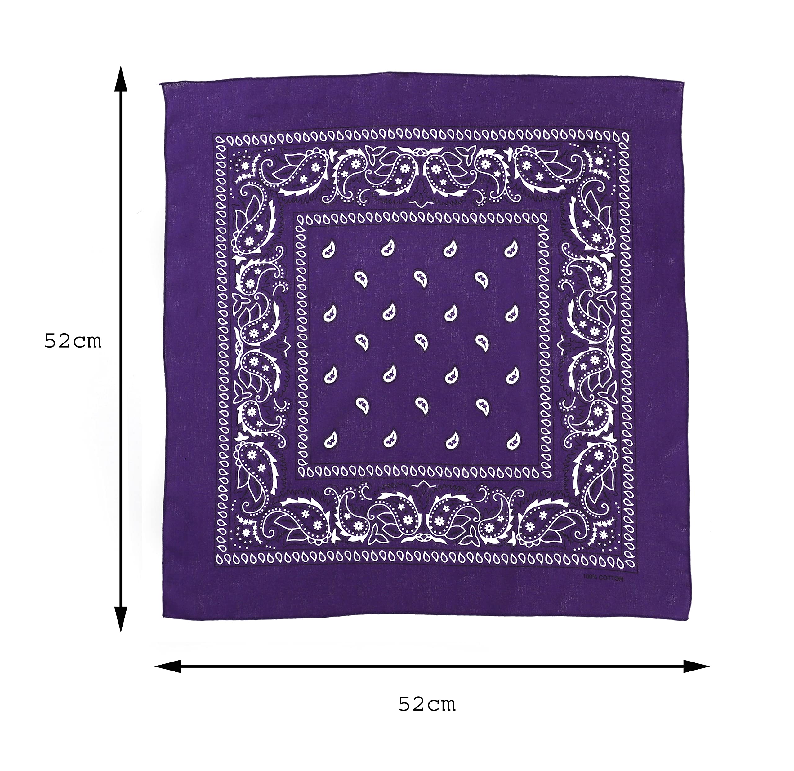 Purple Paisley Bandana Head Scarf Headbands Handkerchief Cowboy Cotton Bib Party Face Covering Headwear For Motorcycling Mens Womens Unisex