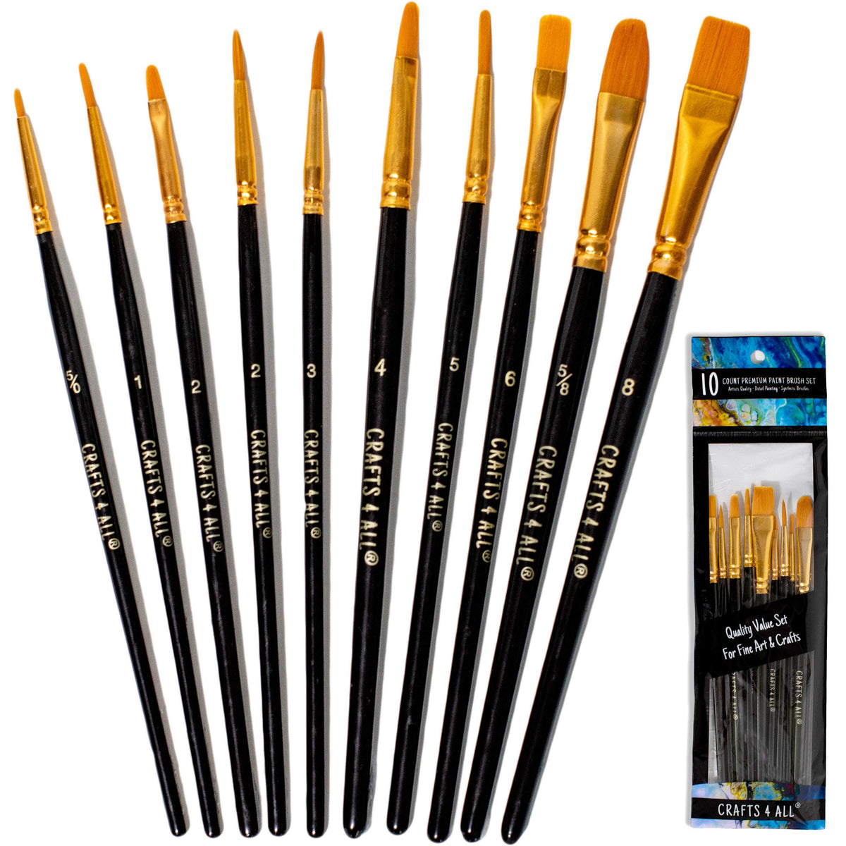 Crafts 4 All Paint Brushes 12 Set Professional Paint Brush Round Pointed Tip Nylon Hair Artist Acrylic Brush for Acrylic Watercolor Oil Painting